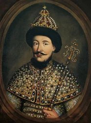 Portrét ruského cara Alexise I. Michajloviče, známého jako velmi mírumilovný car (1629-1676) - Portrét ruského cara Alexise I. Michajloviče (1629-1676) od rakouského mistra (aktivní cca 1440-1450)
