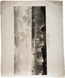New York Harbour, z Brooklynu na Long Island, z Atlasu Spojených států, 1824 (akvatinta)