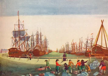 Velrybářské lodě v Kingston On Hull, c1780