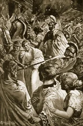 The Sack of Olynthus, 348 př.nl, ilustrace z „Hutchinsonových dějin národů“