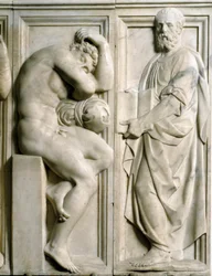 Prorok a Ignudo Nízký mramorový reliéf od Baccia Bandinelliho (1493-1560)