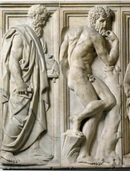 Prorok a Ignudo Nízký mramorový reliéf od Baccia Bandinelliho (1493-1560)