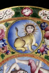 Mísa s víčkem, podšálek a lžíce s astrologickým zdobením, počátek 19. století
