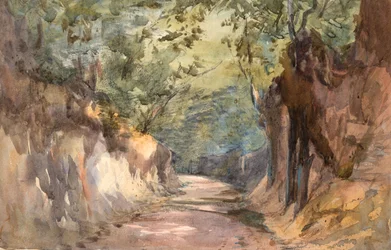 Vchod do Scalands Gate (akvarel a grafit na tkaném papíře)
