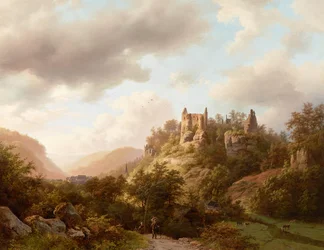 Pohled na hrad Larochette, 1848.