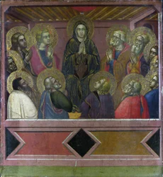 "Letnice"" Obraz od Barnaby da Modena (aktivní cca 1367-1383) 1377 Rozměr 54,4 x 50,1 cm Londýn Národní galerie