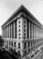 City Hall and County Building, Chicago, Illinois, USA, cca 1905 (černobílá fotografie)