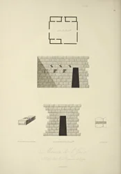 Dům Inků v Callo v království Quito, kreslil Gmelin, ryl Bouquet, ilustrace z "Vues des Cordillères et Monumens des Peuples Indigènes de l"Amérique" od Alexandra von Humboldta a Aime Bonpland, 1813