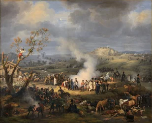 Napoleon se svými vojáky v předvečer bitvy