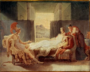 Skica pro Aenease, který vypráví Dido neštěstí Tróje, před rokem 1813