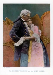 Charles Wyndham a Mary Moore , angličtí herci, 1901.