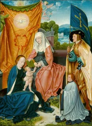 Panna a dítě se svatou Annou, svatým Gereonem a dárcem, c. 1520.