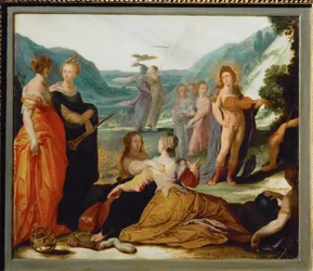 Apollón, Pallas a múzy (mramor)