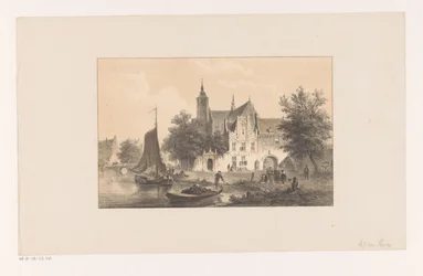 Panoráma města s řekou a kostelem