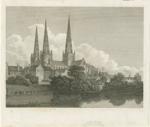 Katedrála Lichfield - South West View: rytina, nd [?1796]