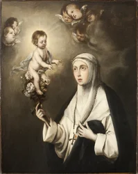 Rose de Lima (Isabel Flores de Oliva) (1586-1617) - Svatá Růže z Limy, Murillo, Bartolome Esteban, kopie po . Olej na plátně. Rozměr: 93 x 76 cm. Národní muzeum Stockholm