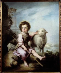 Dobrý pastýř. Obraz Bartolomé Murilla (1618-1682), 17. století, 1,23 x 1,01 m, muzeum Prado, Madrid