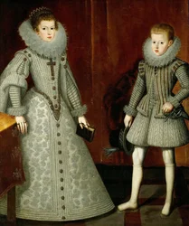Infante Philip, pozdější španělský král Filip IV 1605-1665 a jeho sestra Anna Rakouská 1601-1
