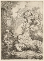 Svatá rodina zbožňovaná anděly Velký Narození Páně, c. 1655.
