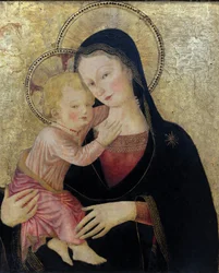 Panna s dítětem, detail. (obraz)