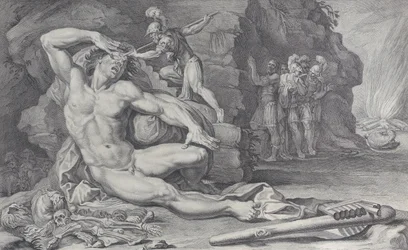 Deska 6: Odysseus vráží hořící kůl do Polyfémova oka, 1756