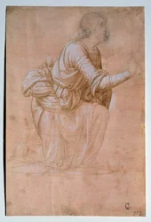 Zvěstování z Volterry (Anděl zvěstování z Volterry) Kresba Fra Bartolomea (zvaný Bartolomeo della Porta) (1472-1517) Uffizi (Kanceláře) Oddělení tisků a kreseb Itálie