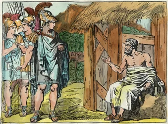 Alexandr Veliký se setkává s Diogenem Kynickým (413 - 327 př. n. l.)