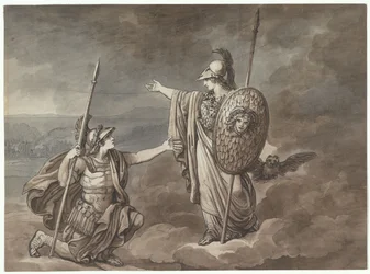 Athéna se zjevuje Télemachovi (synu Odyssea), ilustrace k Telemacovi z Homérovy Odysseie