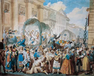 Rytířská scéna v San Carlo al Corso v Římě, Bartolomeo Pinelli (1781-1835)