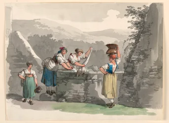 Kresba, Prádelna v horách u Říma, 1807-08