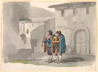 Kresba, "Pifferari", Dva dudáci z Abruzzi v Římě, 1807-08