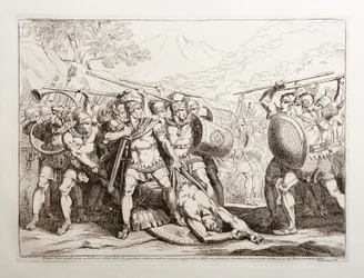 Valerius Corvus zabil v souboji galského vojáka obrovité postavy; když se ho chystá svléknout, Galové, neschopní se ovládnout, přibíhají, aby ho pomstili, ale Římané je zcela porazí
