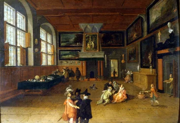 Interiér domu holandských pánů ze 17. století. Obraz Bartholomeus van Bassen (1590 - 1652), Museo del Castello Milan.