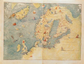 Mapa severní Evropy z Portolanského atlasu od Battisty Agnese