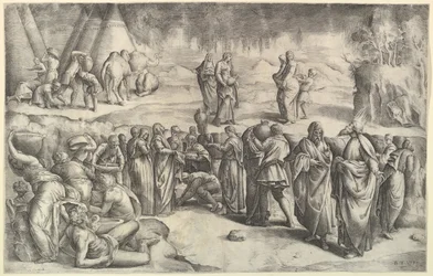 Izraelité shromažďují Mannu, ca. 1547.