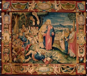 Jidášův polibek. Tapiserie vyrobená v bruselských manufakturách. 16. století, Janov, Musei di Strada Nuova