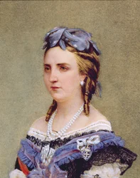 Portrét Charlotty Sasko-Kobursko-Gothajské (1840-1927), belgické princezny a mexické císařovny (detail)