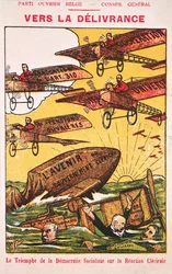 Plakát inzerující Parti Ouvrier Belge (Belgická strana pracujících) před rokem 1914
