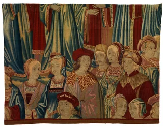 Fragment tapiserie, Comtiers, vyrobený v Bruselu, Belgie, cca 1520 (vlna a hedvábí)