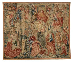 Gobelín, část gobelínu Credo zobrazujícího Stvoření světa, vyrobený v Bruselu, Belgie, cca 1500-10 (vlna)