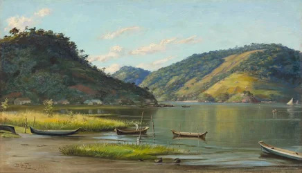 Benedito Calixto - Zátoka s loděmi, SP, 1907