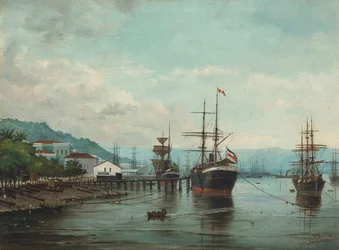 Benedito Calixto - přístav Santos, SP (vlevo), 1890