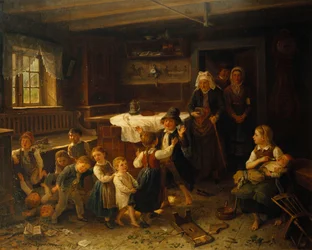 Děti si hrají v interiéru, 1873