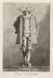 Řecká maškaráda: Pastýř a la Grecque Plate 5, 1771.