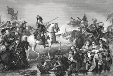 Bitva u Boyne, vyryl W. French (litho)