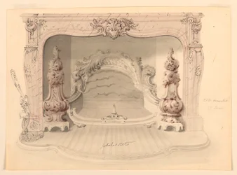 Kresba, litinový rošt, cca 1840
