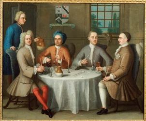 Skupinový portrét sira Thomase Sebrighta, sira Johna Blanda a dvou přátel, 1723