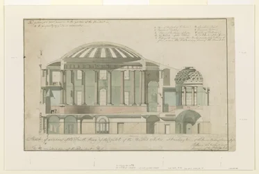 Sekce amerického Capitol South Wing, 1803 (pero a inkoust s mytím na papíře)