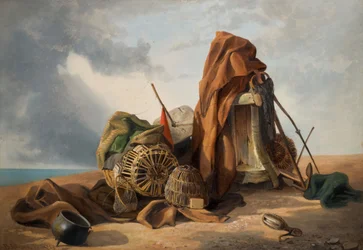 Zátiší s výjevem na pláži, 1858.