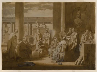 Poznej své já, 1768 (inkoust na mytí železem, olejová pasta a mytí na slonovinovém papíru)